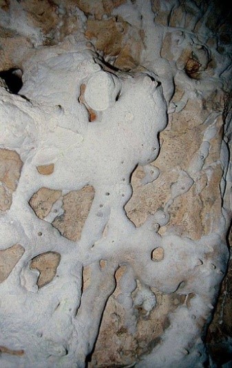 "Лунное молоко" на стенах пещеры